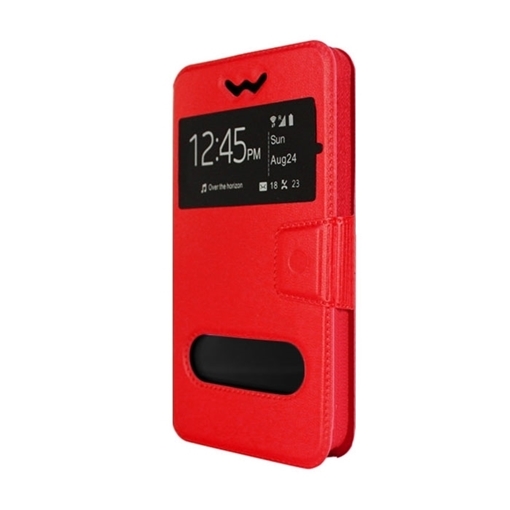 Θήκη Βιβλίο Stand με Διπλό Παράθυρο για HTC One A9 - Χρώμα: Κόκκινο