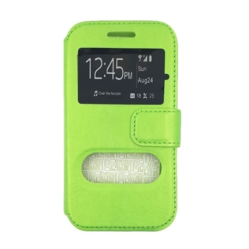 Picture of Book Case Stand with Double Window for Samsung  G110H Galaxy Pocket 2 - Color: Green