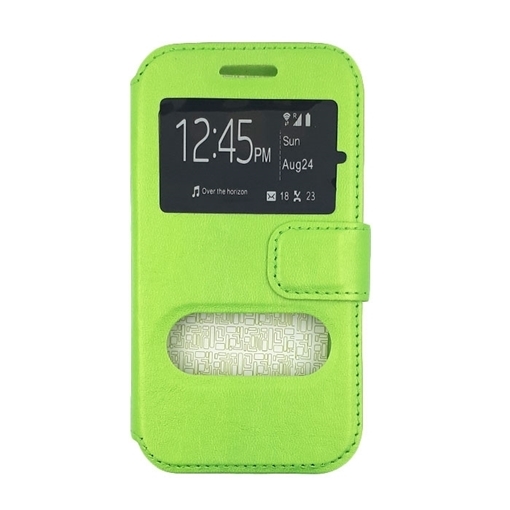 Θήκη Βιβλίο Stand με Διπλό Παράθυρο για Samsung  G110H Galaxy Pocket 2 - Χρώμα: Πράσινο