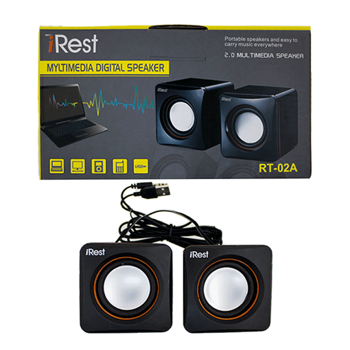 iRest RT-02A MYLTIMEDIA DIGITAL SPEAKER 2.0 5W with USB and Audio Jack Cable - Χρώμα: Μαύρο