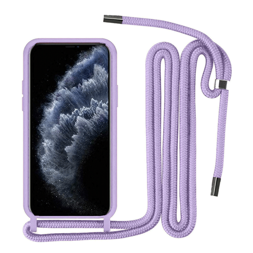 Θήκη Σιλικόνης με Λουράκι για Apple Iphone 11 - Χρώμα: Λιλά