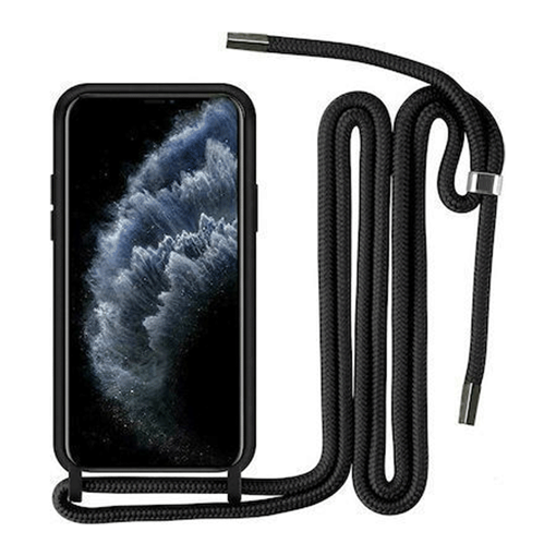Θήκη Σιλικόνης με Λουράκι για Apple Iphone 13 Pro Max - Χρώμα: Μαύρο