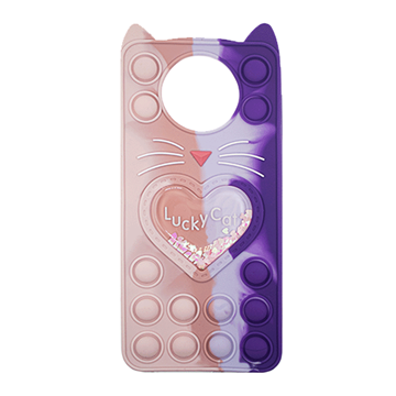 Picture of Silicone Case with Ears Colorful Bubbles for Xiaomi Poco X3 - Color: Colorful Heart (Pink- Purple)