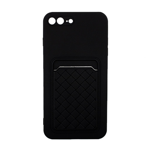 Θήκη Πλάτης Σιλικόνης με Υποδοχή Κάρτας για iPhone 7 Plus- Χρώμα : Μαύρο