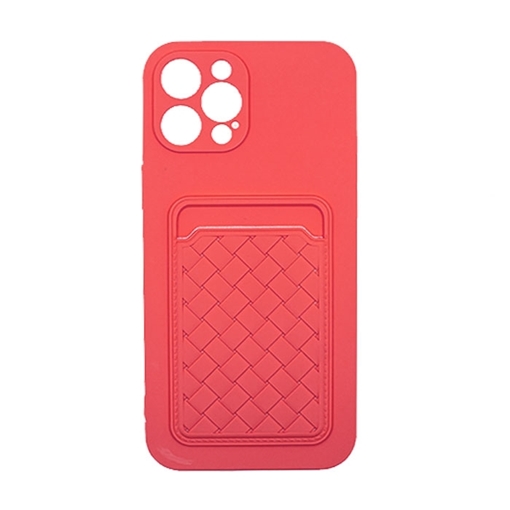 Θήκη Πλάτης Σιλικόνης με Υποδοχή Κάρτας για Iphone 12 Pro - Χρώμα : Ροζ
