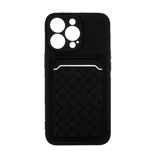 Θήκη Πλάτης Σιλικόνης με Υποδοχή Κάρτας για Iphone 12 Pro - Χρώμα : Mαύρο