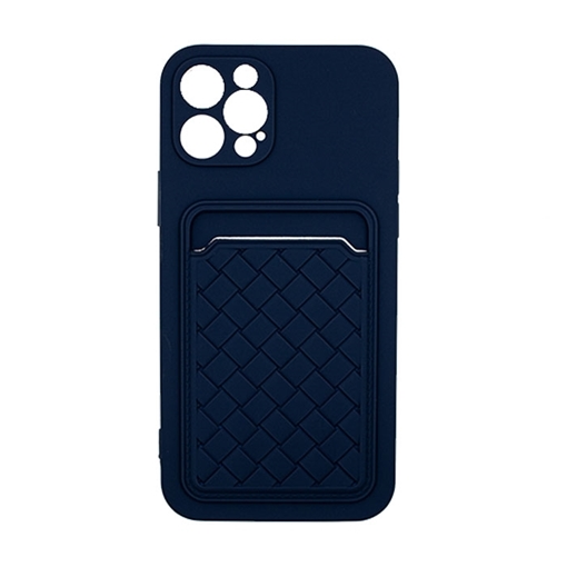 Θήκη Πλάτης Σιλικόνης με Υποδοχή Κάρτας για Iphone 12 Pro Max - Χρώμα : Μπλε