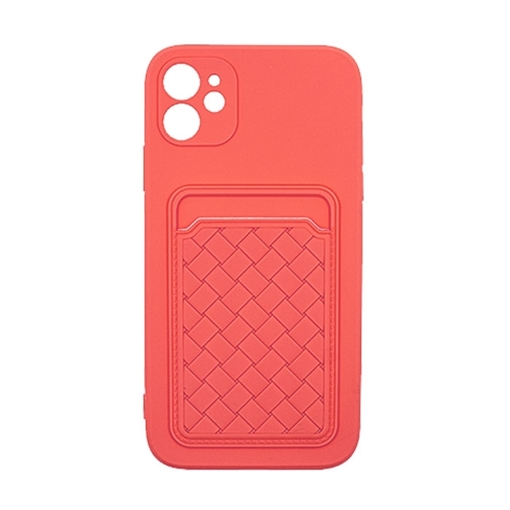 Θήκη Πλάτης Σιλικόνης με Υποδοχή Κάρτας για Iphone 11 - Χρώμα : Ροζ