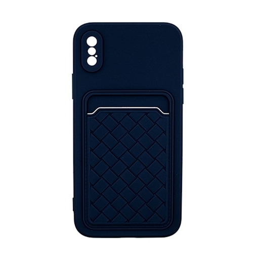 Θήκη Πλάτης Σιλικόνης με Υποδοχή Κάρτας για IPhone X/XS - Χρώμα : Μπλε