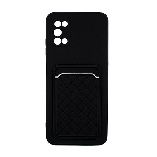 Θήκη Πλάτης Σιλικόνης με Υποδοχή Κάρτας για Samsung Galaxy A03S - Χρώμα : Μαύρο