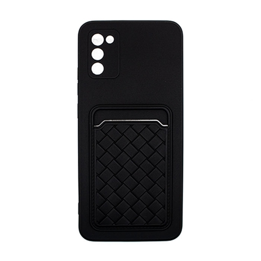 Θήκη Πλάτης Σιλικόνης με Υποδοχή Κάρτας για Samsung A02s - Χρώμα : Μαύρο