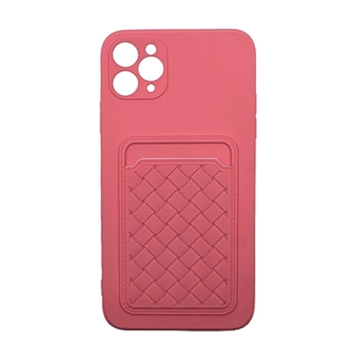 Θήκη Πλάτης Σιλικόνης με Υποδοχή Κάρτας για Iphone 11 Pro Max - Χρώμα : Ροζ