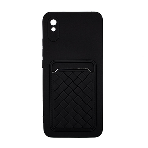 Θήκη Πλάτης Σιλικόνης με Υποδοχή Κάρτας για Xiaomi Redmi 9A - Χρώμα : Μαύρο