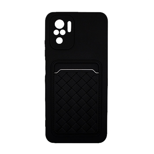 Θήκη Πλάτης Σιλικόνης με Υποδοχή Κάρτας για Redmi Note 10/10s - Χρώμα : Μαύρο