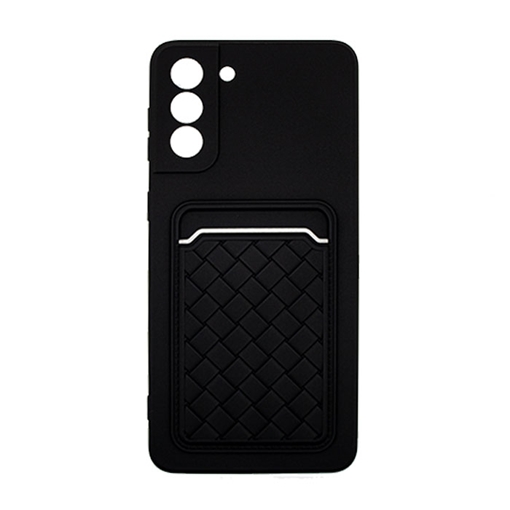 Θήκη Πλάτης Σιλικόνης με Υποδοχή Κάρτας για Samsung S21 Plus - Χρώμα : Μαύρο