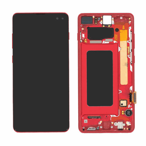 Γνήσια Οθόνη LCD με Μηχανισμό Αφής και Πλαίσιο για Samsung Galaxy S10 G973F GH82-18850H - Χρώμα: Κόκκινο