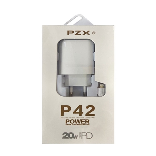 PZX P42 Φορτιστής SmartPhone με 2 θύρες USB/Type-C και καλώδιο Από Type-C σε Iphone 20W - Χρώμα: Λευκό