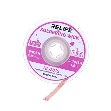 Εικόνα της RELIFE RL-2015 Φυτίλι Συγκόλλησης (Μήκος 1,5 m - Πλάτος 2 mm)/Soldering Wick (1.5m Long - 2mm Wide)