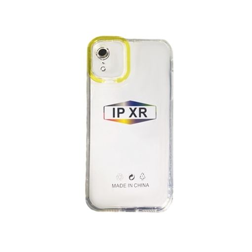 Θήκη Σιλικόνης Fashion Candy Color Διάφανη Με Χρωματιστό Πλαίσιο Κάμερας για Iphone XR - Χρώμα : Κίτρινο
