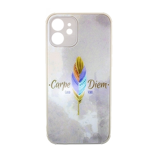Picture of Silicone Back Case for iPhone 11 - Color: White With Colored Feather