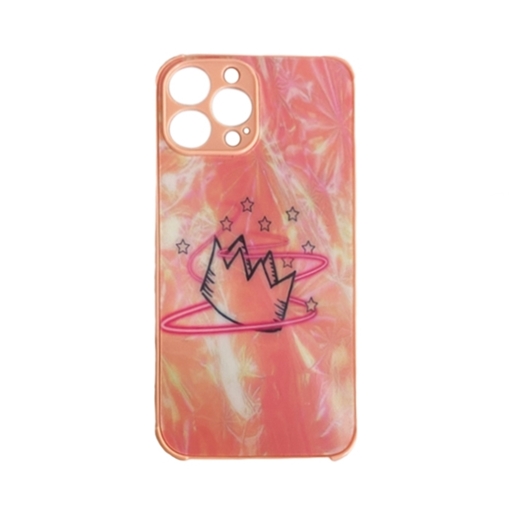 Picture of Silicone Back Case for iPhone 13 pro max - Color: Light Pink With Crown