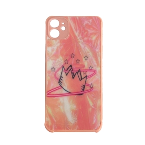 Θήκη Πλάτης Σιλικόνης για Iphone 11 - Χρώμα: Απαλό Ροζ Με Στέμμα