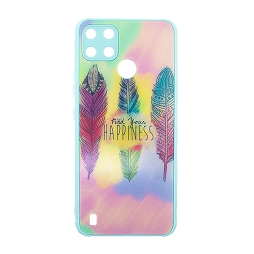 Picture of Silicone Back Case for Realme C21Y - Color: Blue with Feather