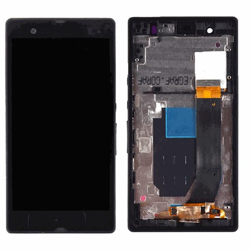 Picture of LCD Complete with Purple Frame for Sony Xperia Z (C6603) - Color: Black
