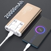 Picture of PZX V23 Power Bank 20000Mah with Dual Cables Built-in Type C and Lightning Cables - Color: Gold