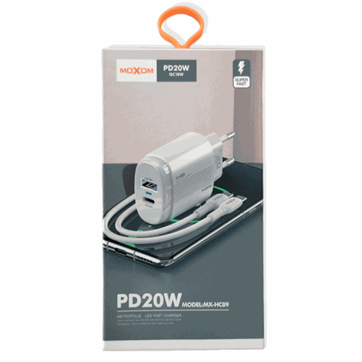 Picture of Moxom MX-HC89 Charger with USB-A and USB-C Port and USB-C Cable 20W - Color: White