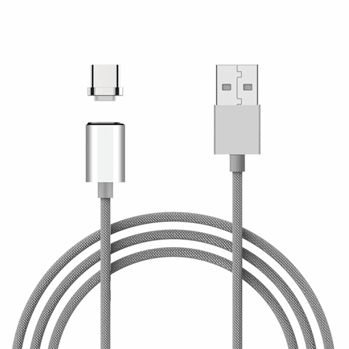 X-Cable Metal Magnetic Braided Cable USB σε Type C (1.2m) με αποσπώμενο βύσμα- Χρωμα:Γκρι