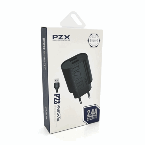 Picture of PZX Charger With USB And Charger Type-C (P23) - Color: Black