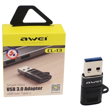 Εικόνα της Awei CL-13 Μετατροπέας USB-A male σε USB-C female - Χρώμα: Μαύρο