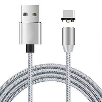 Picture of X-Cable Metal Magnetic Braided Cable USB σε Type C (1.2m) with detachable plug- Color: Silver
