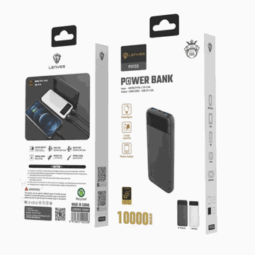 Picture of Lenyes Power bank PX-133 10.000mAh Portable Power Bank - Color: Black