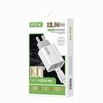 Εικόνα της PZX P50 Fast Charging Φορτιστής με Θύρα USB και Καλώδιο Type-C 5.0A /22.5W - Χρώμα: Λευκό